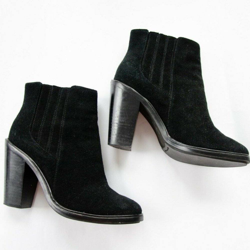 Joie Cloee Black Suede Heeled Ankle Booties 36.5 - Picture 2 of 8